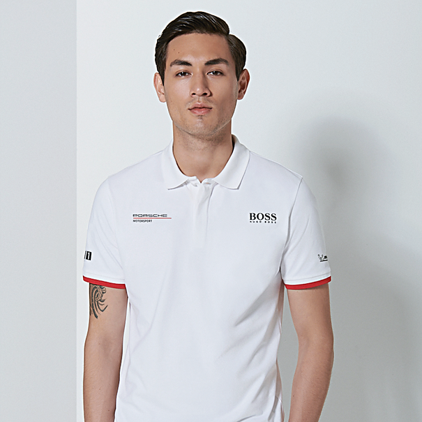 Porsche Motorsport Mens Team White Polo w//Motorsport Kit